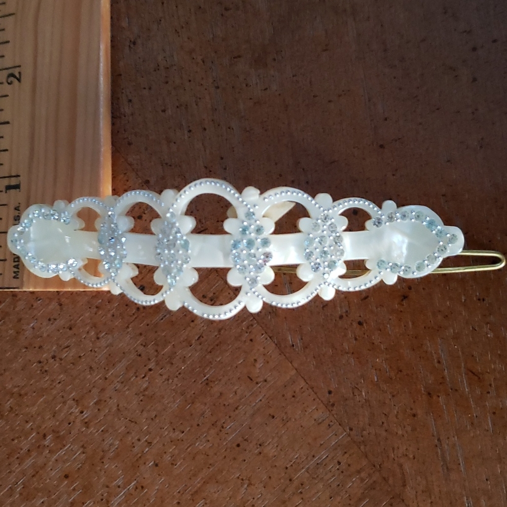 VTG 'by Charles' Mother of Pearl, and crystals hair clip, Belgium - Picture 10 of 12